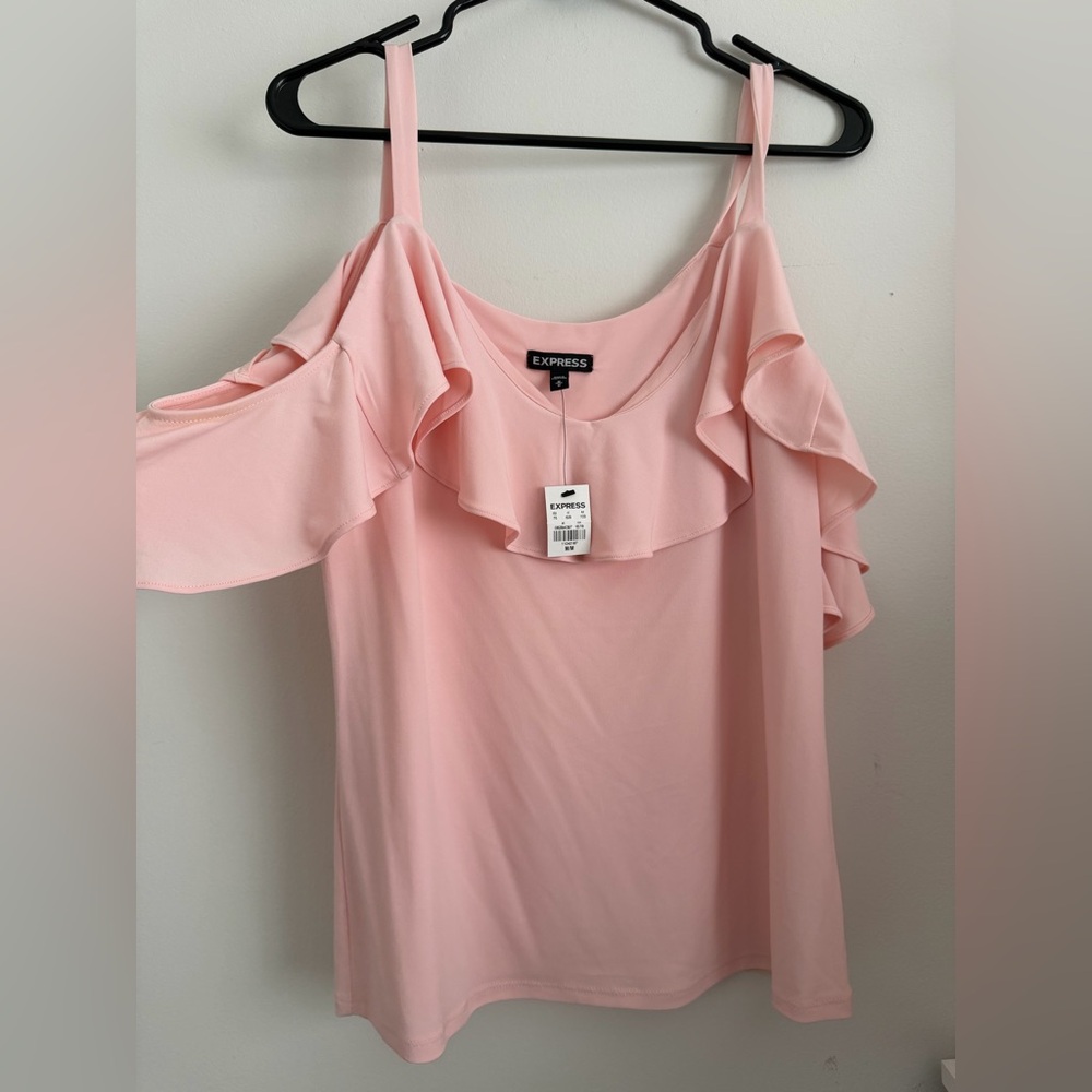 Open shoulder Pink ruffle Top